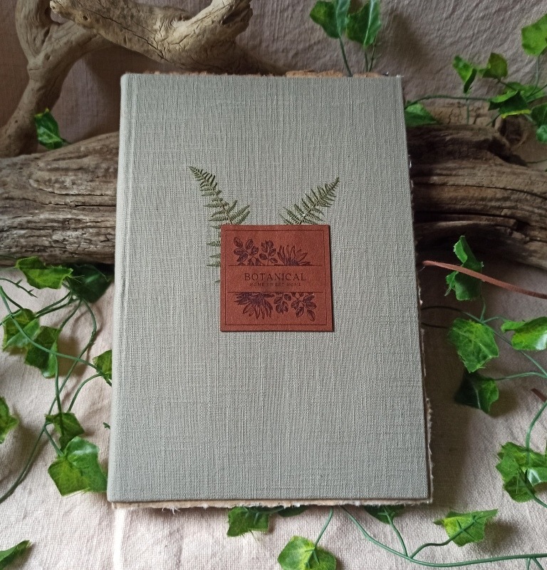 Herbier papier coton indigo, reliure artisanale, L'arbre à papier