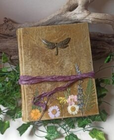L'ode au printemps, grimoire vierge reliure artisanale, papier coton teinté à l'indigo