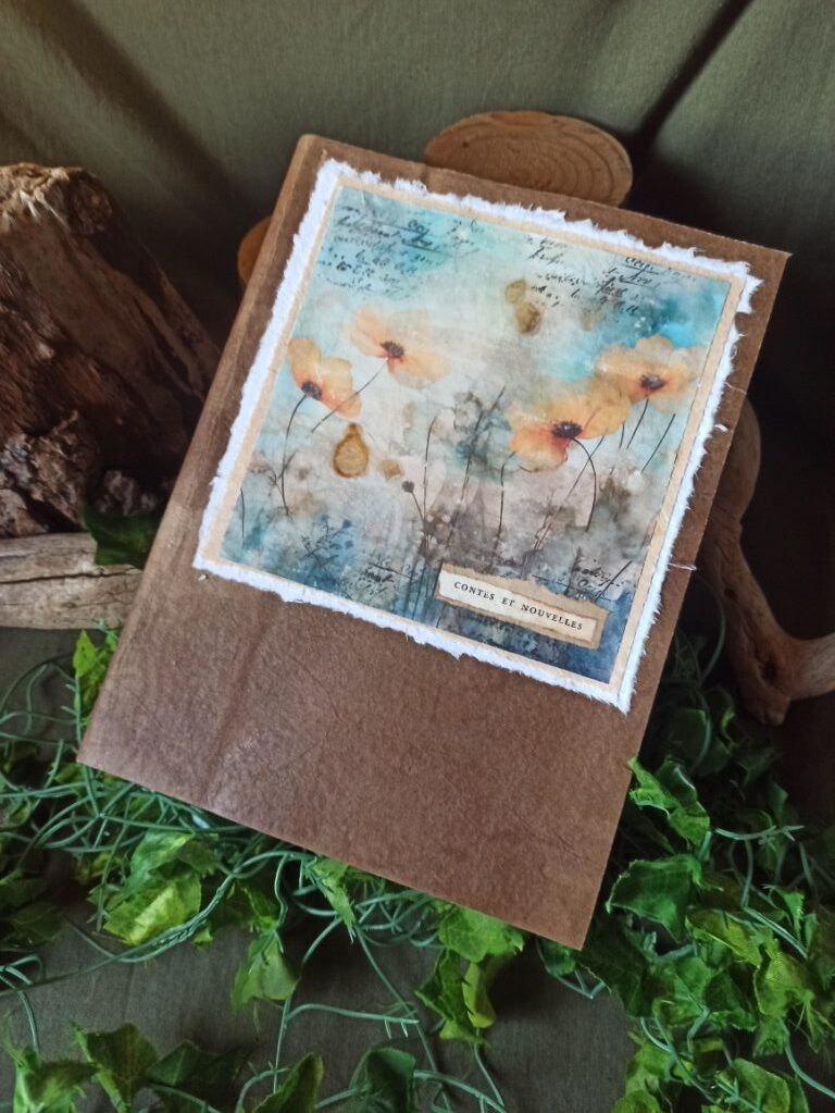 Conteur, carnet artisanal vierge, papier coton, reliure artisanale