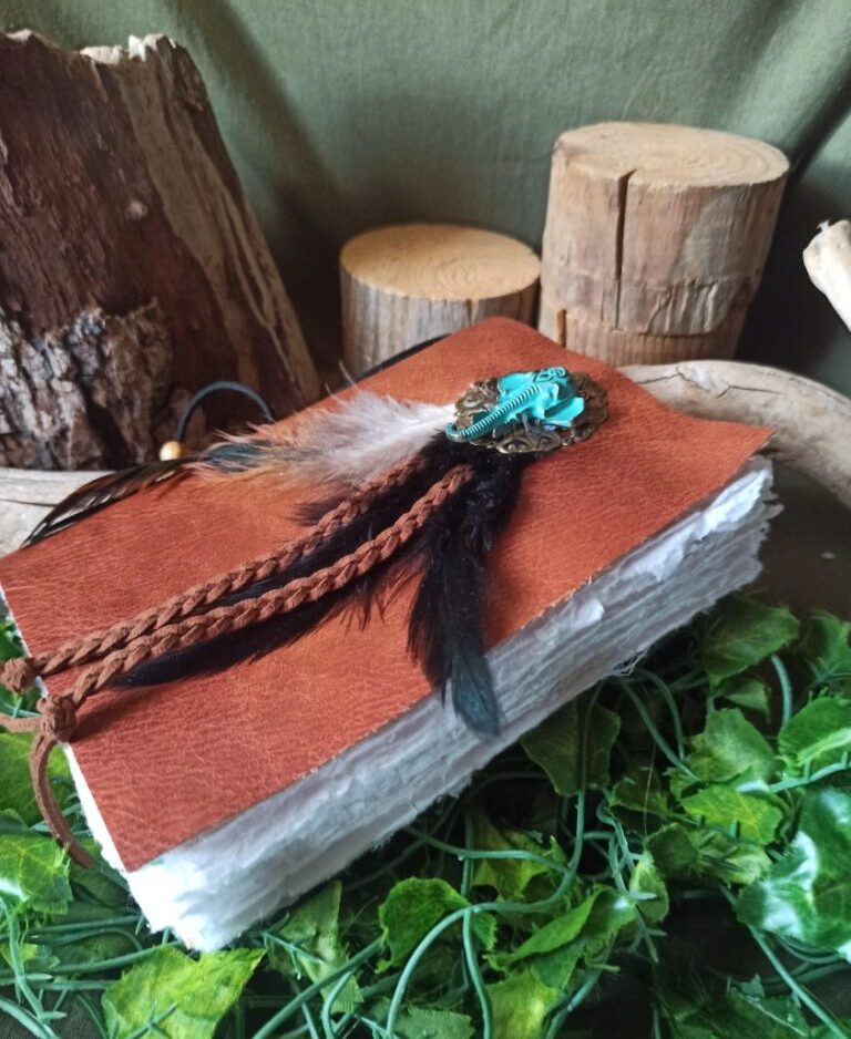 Grimoire, carnet artisanal vierge, reliure artisanale