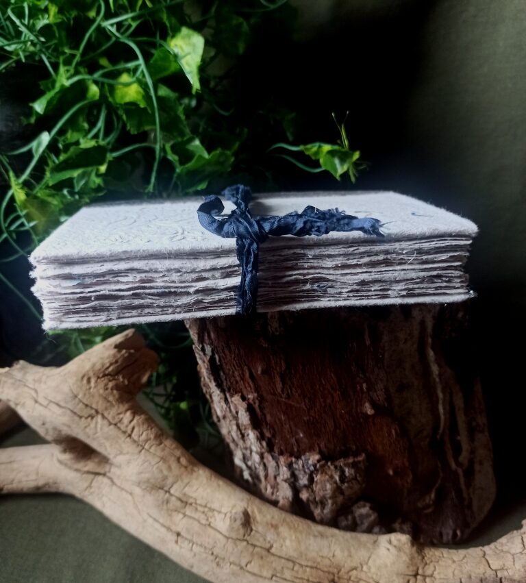 Carnet, grimoire artisanal papier recyclé fait main, reliure artisanale