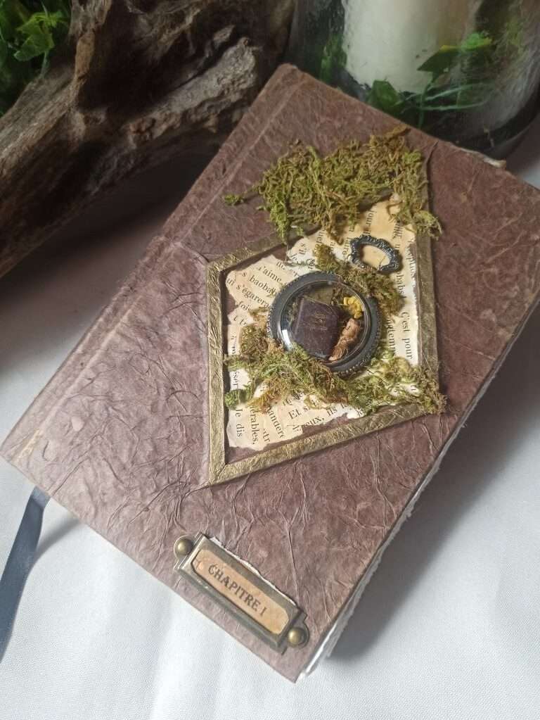 Grimoire, carnet artisanal, papier recyclé fait main